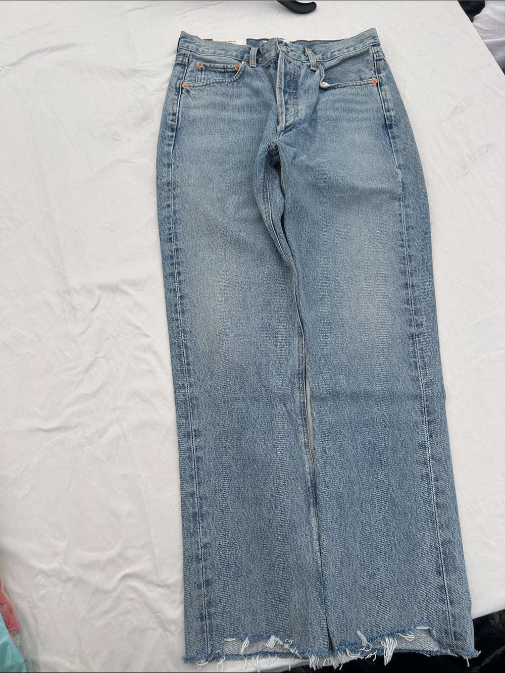Agolde Riley Zephyr Light Blue High-Rise Straight Crop Jeans